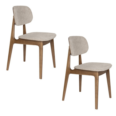 Esszimmerstuhl aus Holz und beigem Stoff – MARAIS, 2er-Set