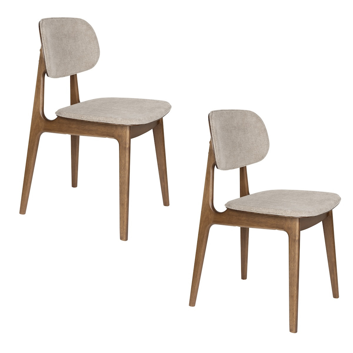 Wood and Beige Fabric Dining Chair - MARAIS, Set of 2