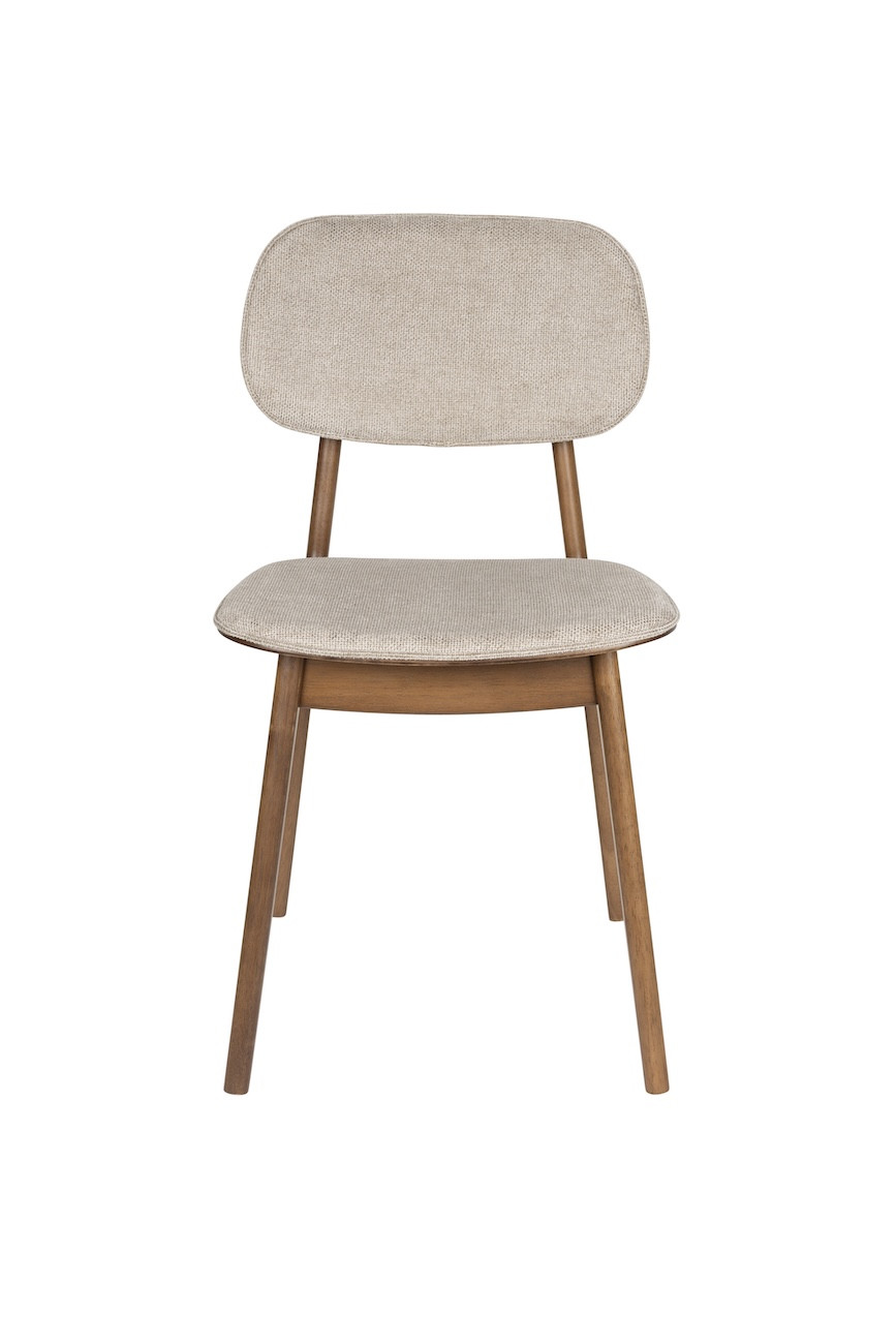 Wood and Beige Fabric Dining Chair - MARAIS, Set of 2