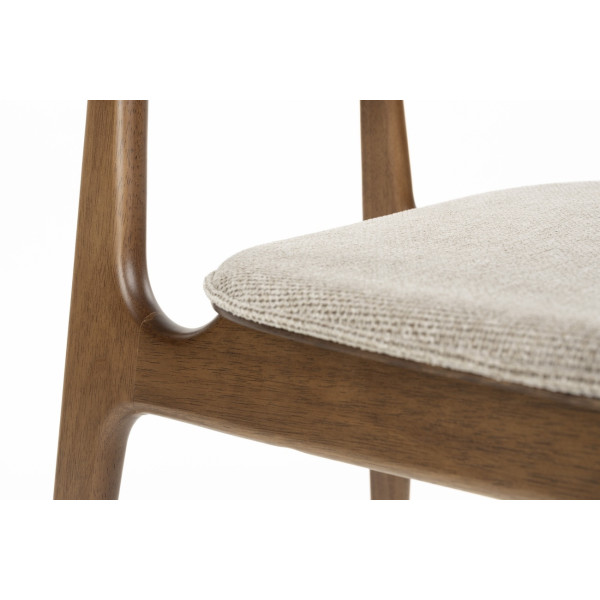 Wood and Beige Fabric Dining Chair - MARAIS, Set of 2