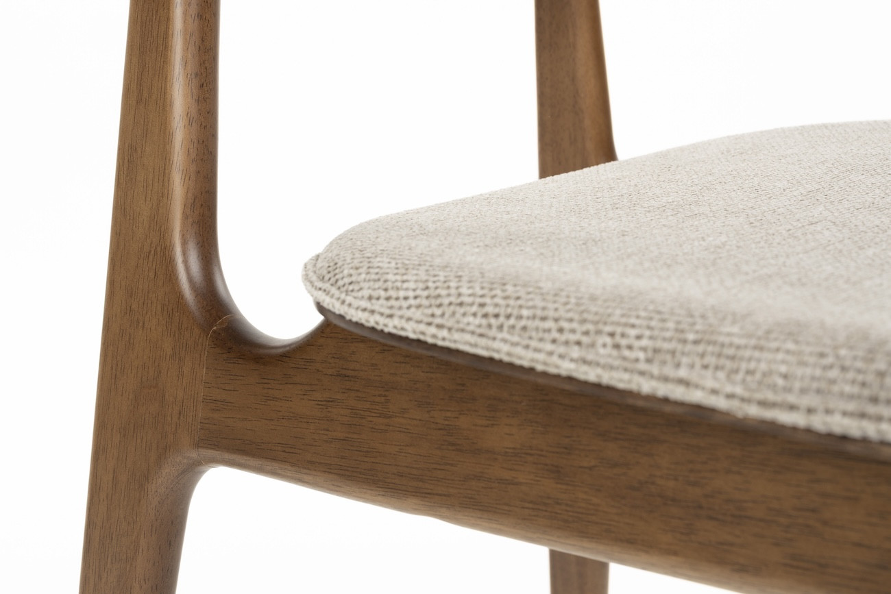 Wood and Beige Fabric Dining Chair - MARAIS, Set of 2