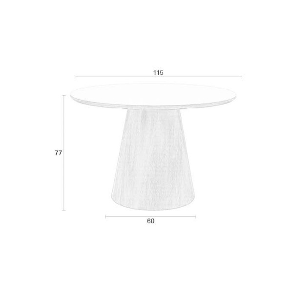 ALMIRA 115 cm Round Table in White Marble-Effect and Walnut