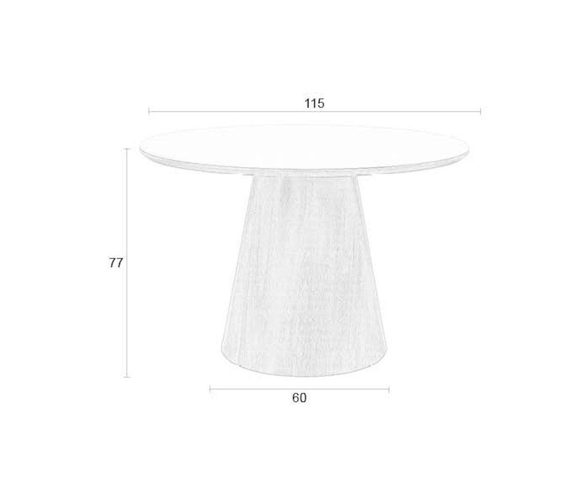 ALMIRA 115 cm Round Table in White Marble-Effect and Walnut