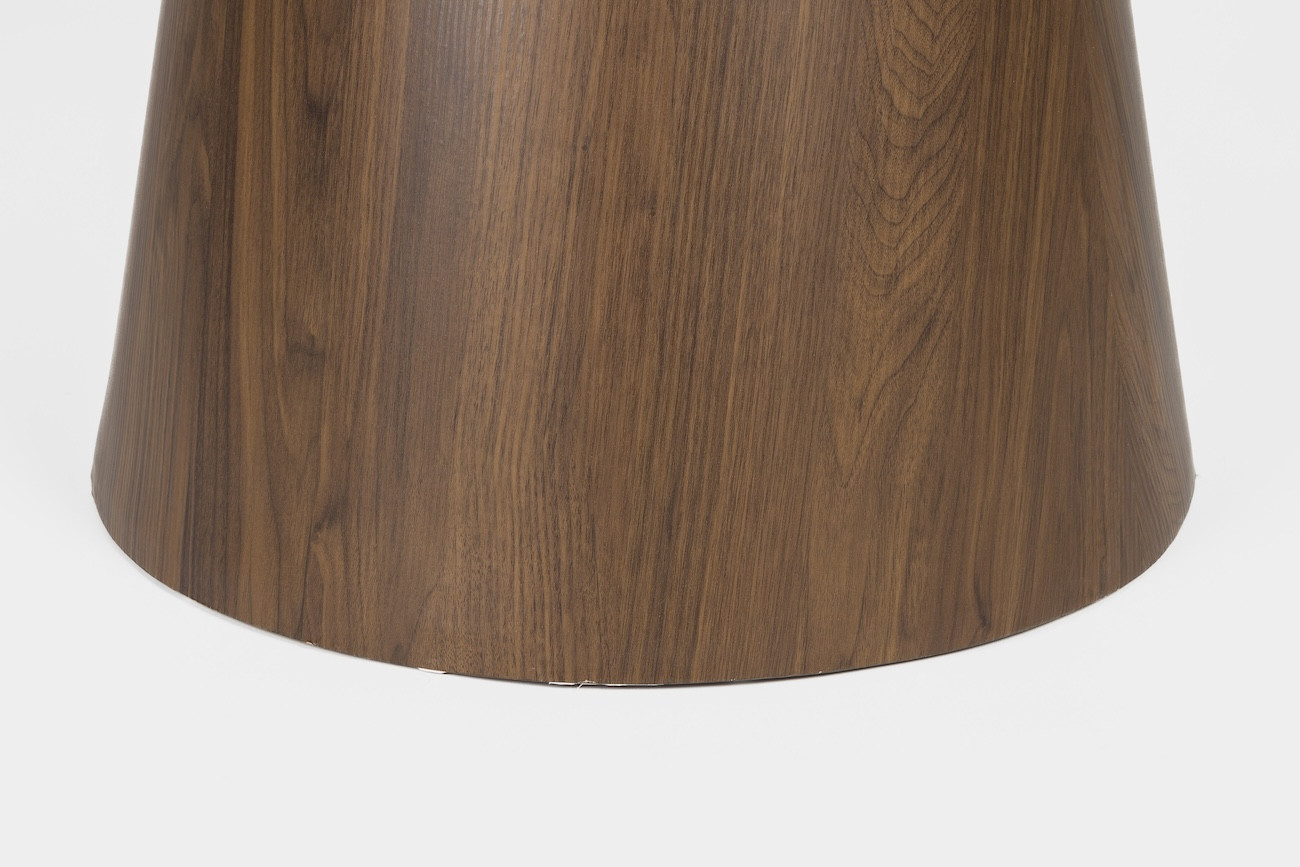 ALMIRA 115 cm Round Table in White Marble-Effect and Walnut