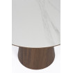 ALMIRA 115 cm Round Table in White Marble-Effect and Walnut