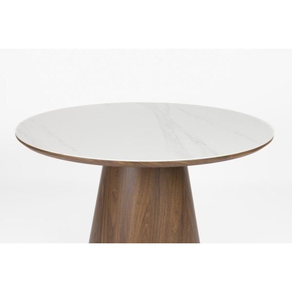 Table de repas ronde design noyer