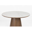 ALMIRA 115 cm Round Table in White Marble-Effect and Walnut