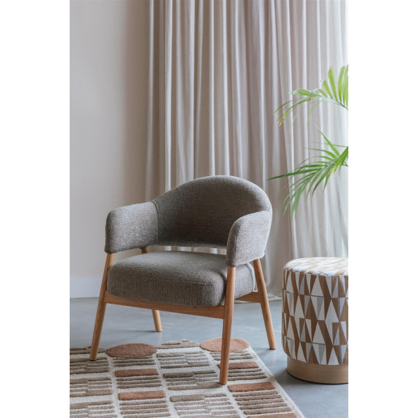 Pouf design à motif géométrique beige