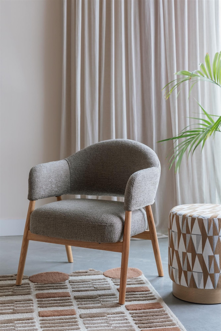 Pouf design à motif géométrique beige