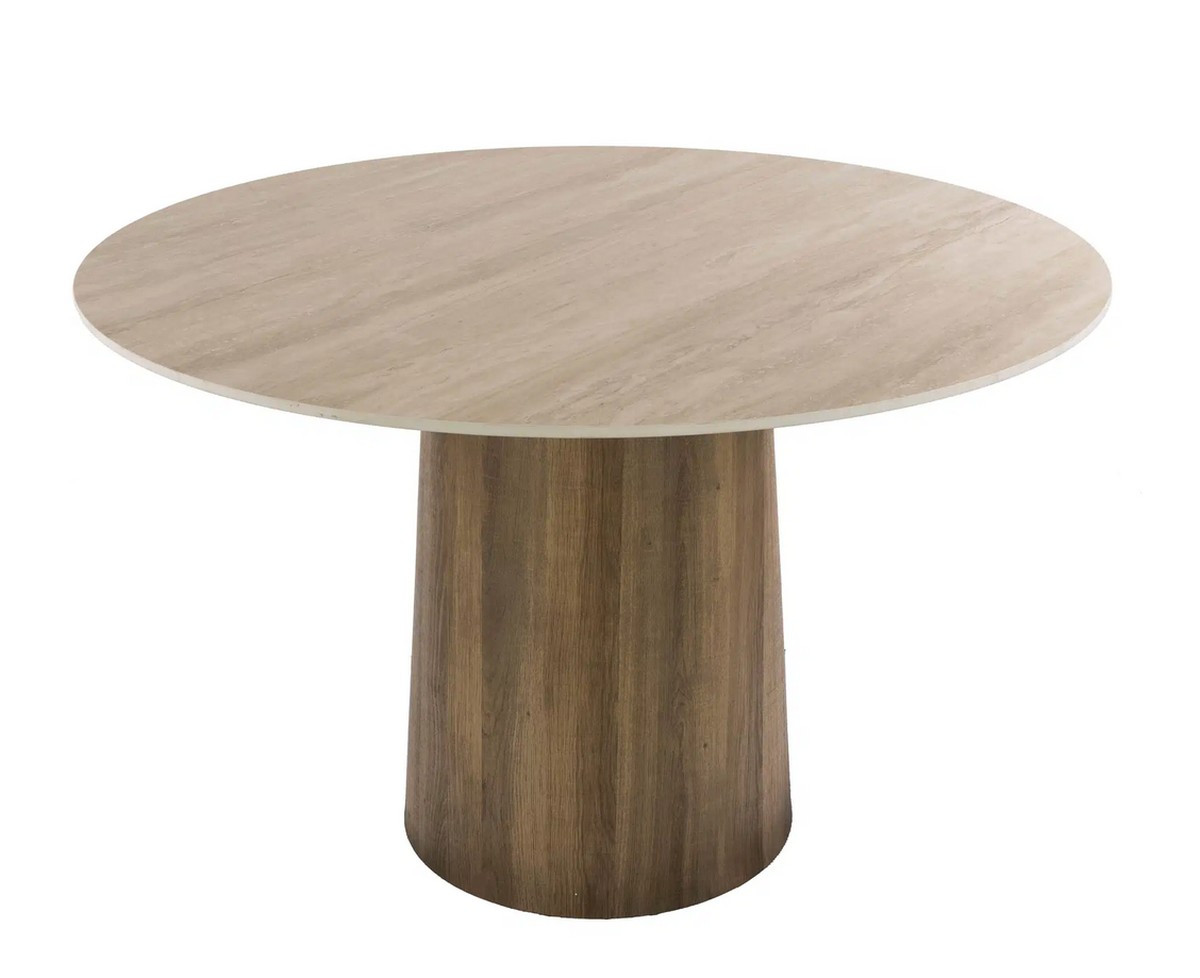 Table ronde avec plateau en Travertin