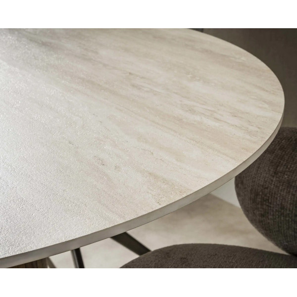 Table ronde 120 cm - plateau en Travertin