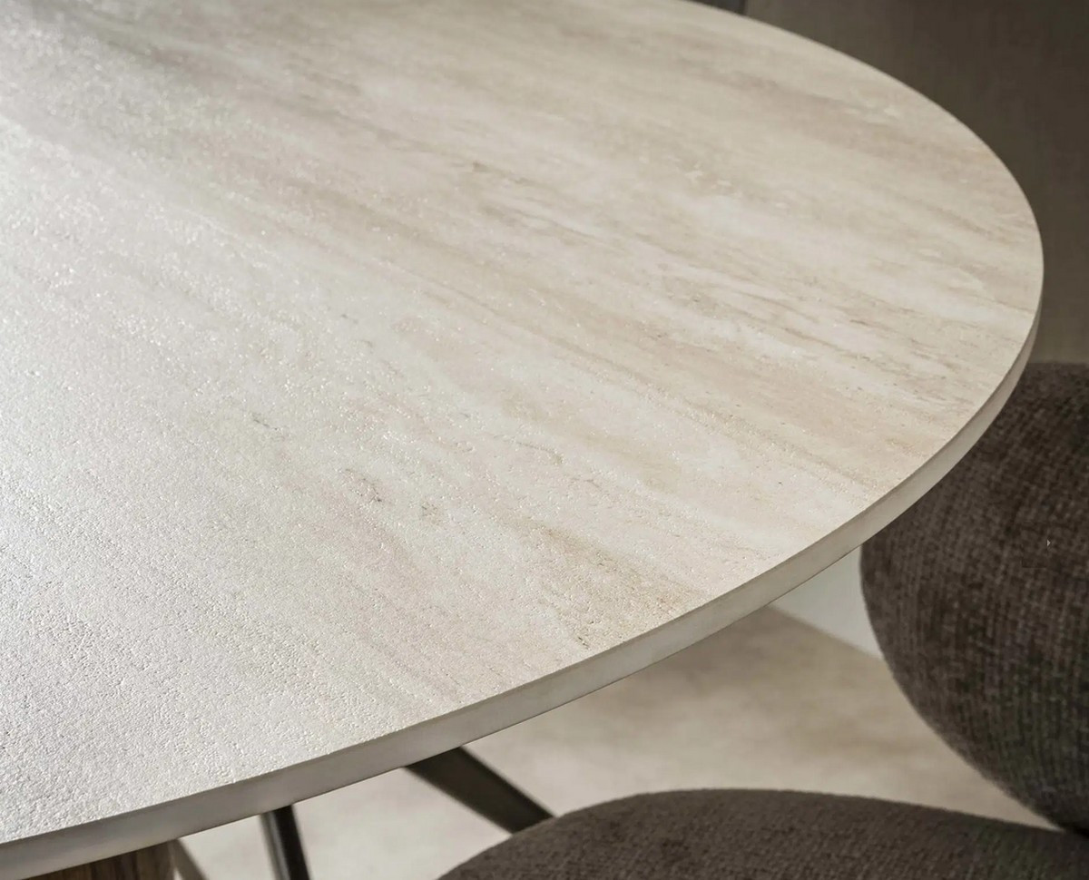 Table ronde 120 cm - plateau en Travertin