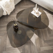 TANIA Smoked Glass Coffee Tables with an Oak Finish – Set of 2