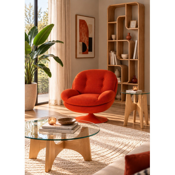Memento Armchair in Dark Orange Fabric