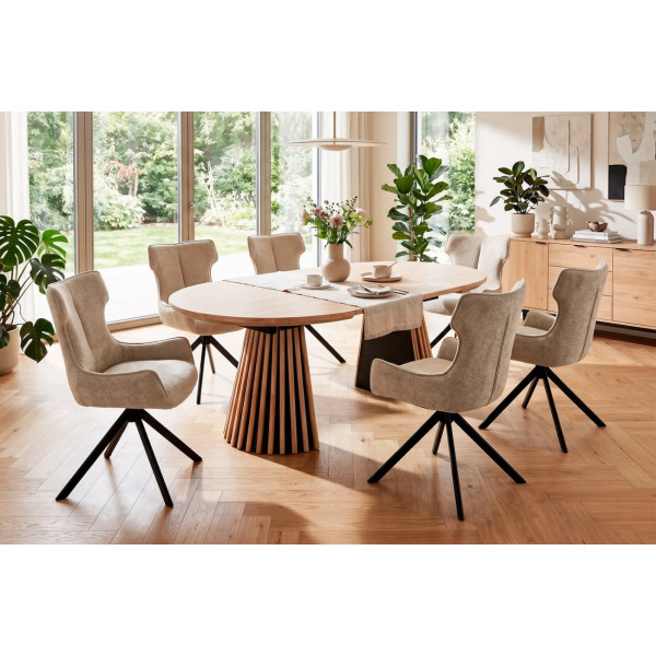 Tavolo da pranzo rotondo allungabile in legno da 100,140,180 cm LANDIA