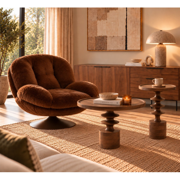 Sillón con efecto piel de animal marrón MEMENTO