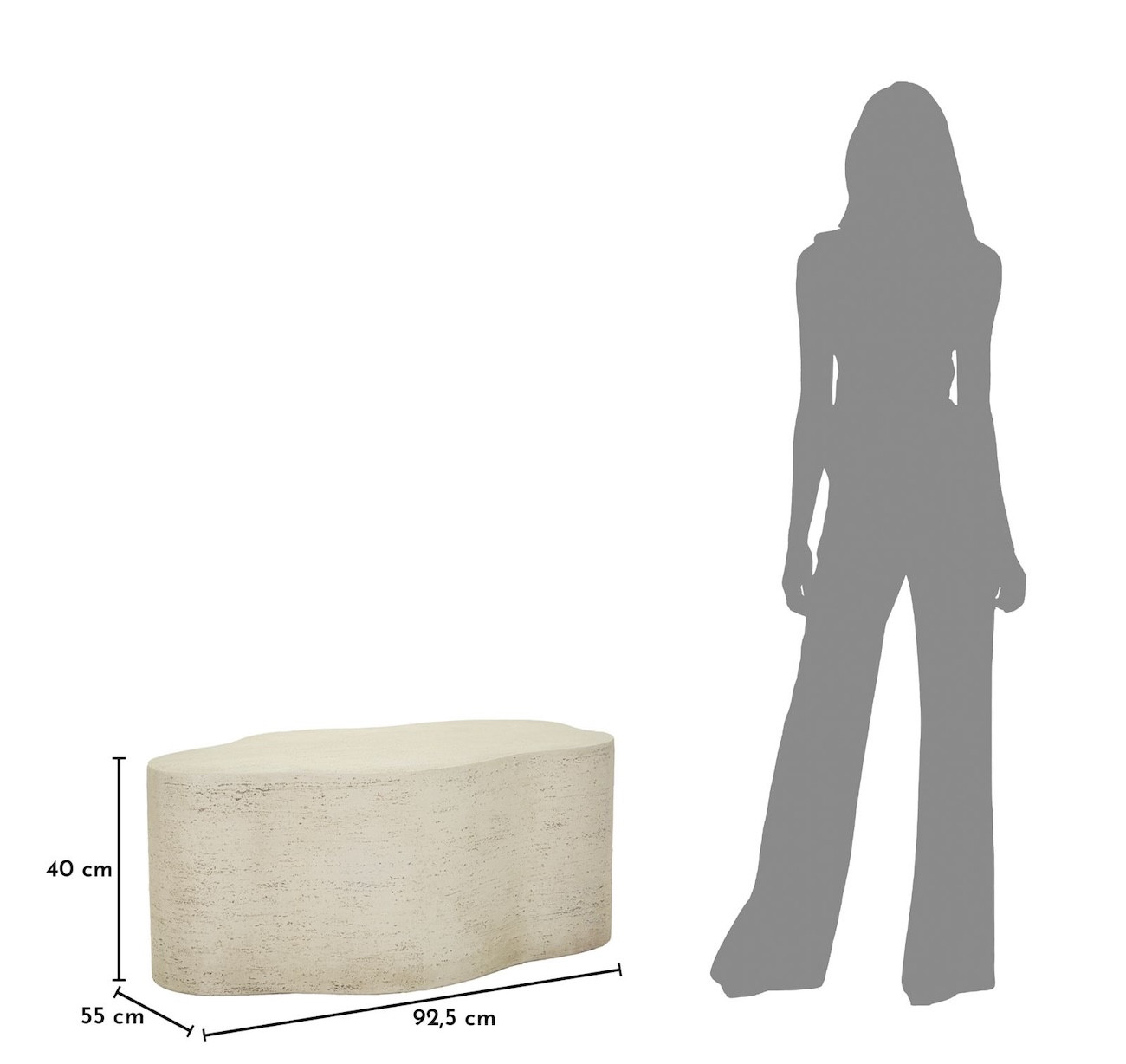 CLOUD Beige Stone-Effect Cloud-Shaped Coffee Table – L92 cm