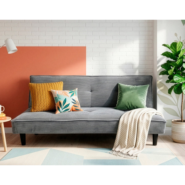 Graues Clipper-Schlafsofa aus Cord, 180 cm
