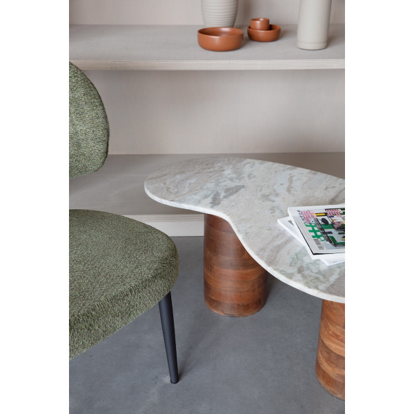 Coffee table in natural marble and mango wood - SAKI