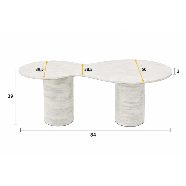 Coffee table in natural marble and mango wood - SAKI