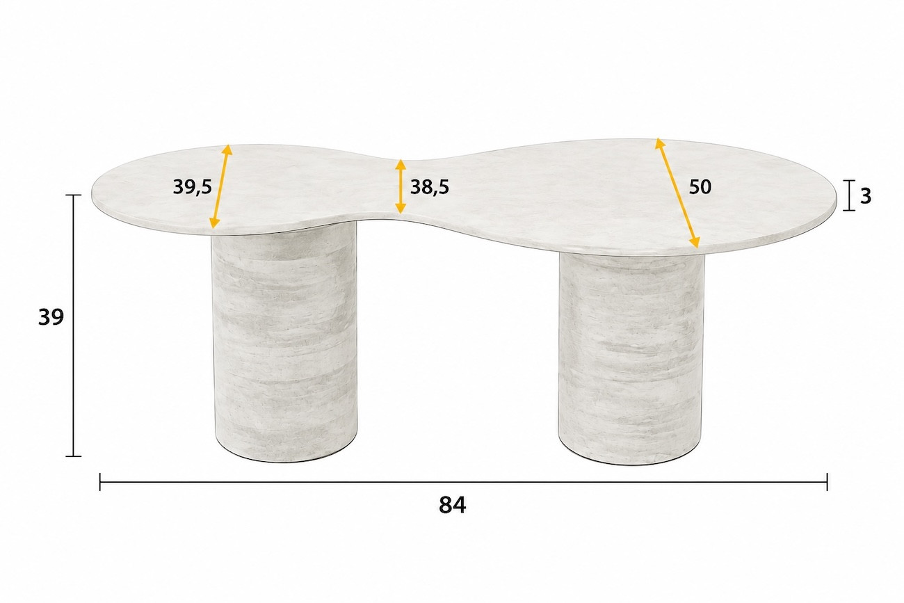 Coffee table in natural marble and mango wood - SAKI