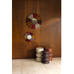 Tabouret en métal couleur terracotta