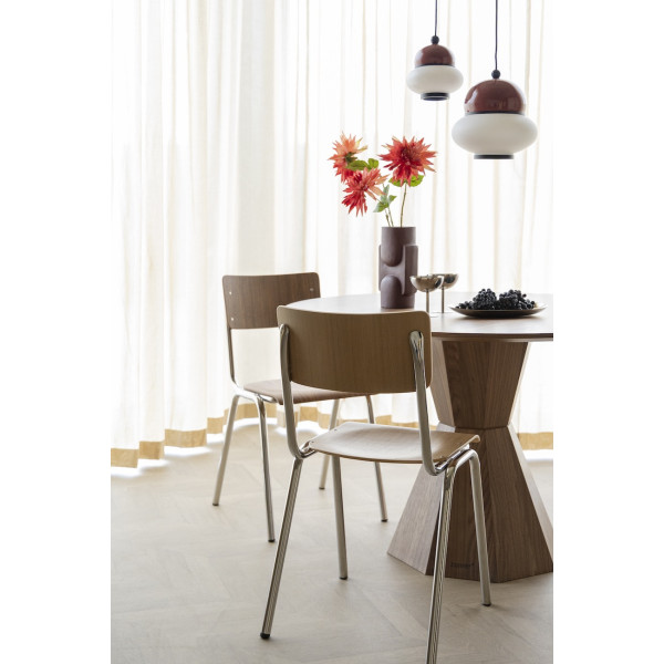 Set of 4 oak and chrome chairs – Back to School