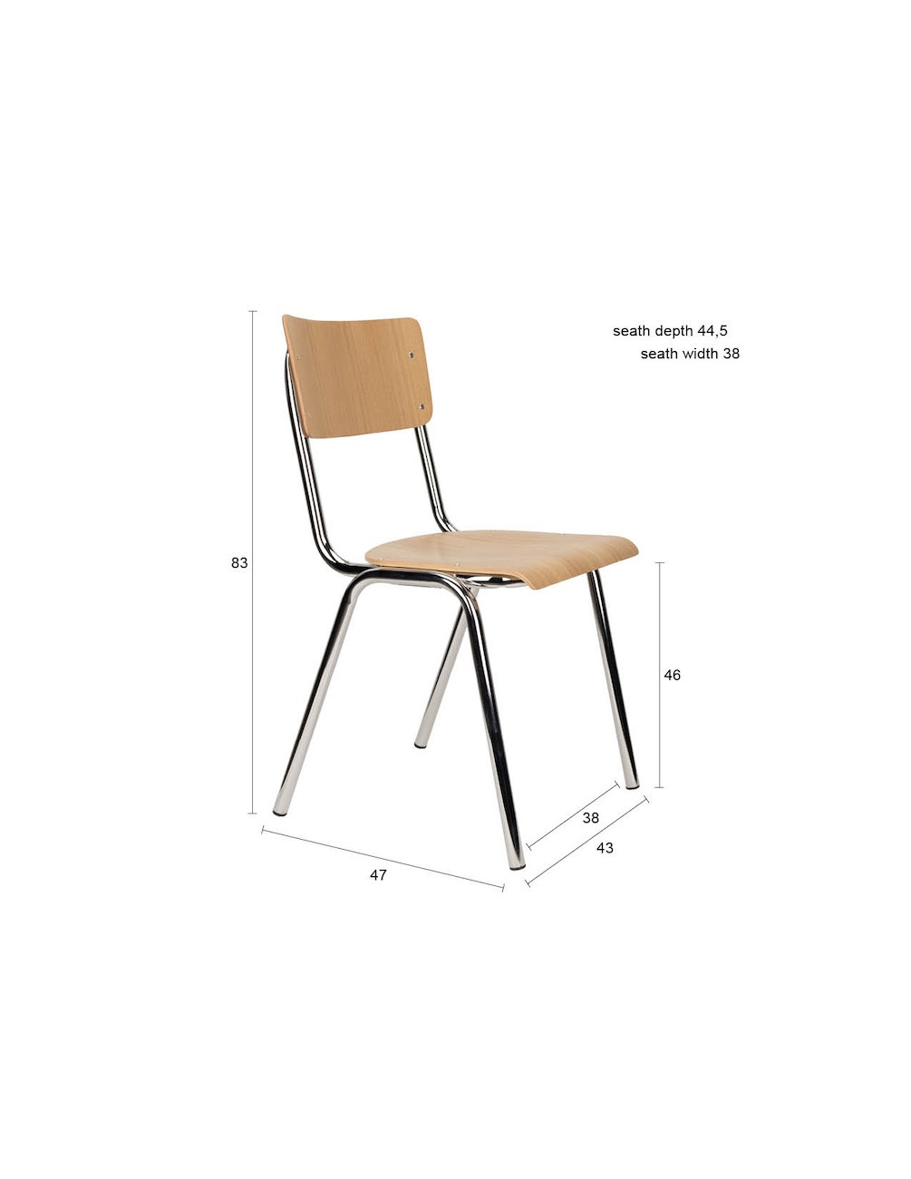 Set of 4 oak and chrome chairs – Back to School