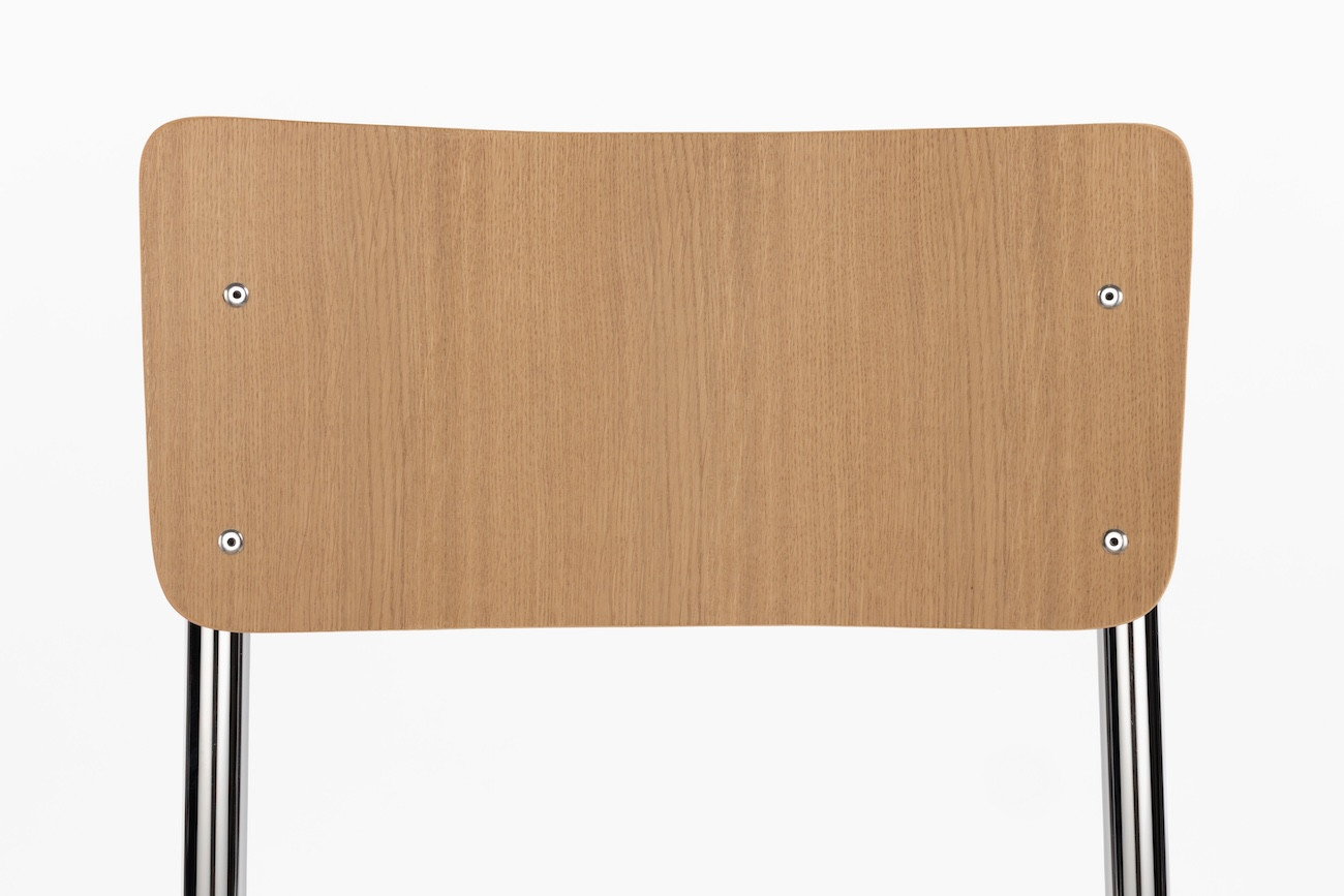 Set of 4 oak and chrome chairs – Back to School