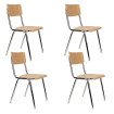 Lot de 4 chaises de repas Back to School en chêne et pieds chromés