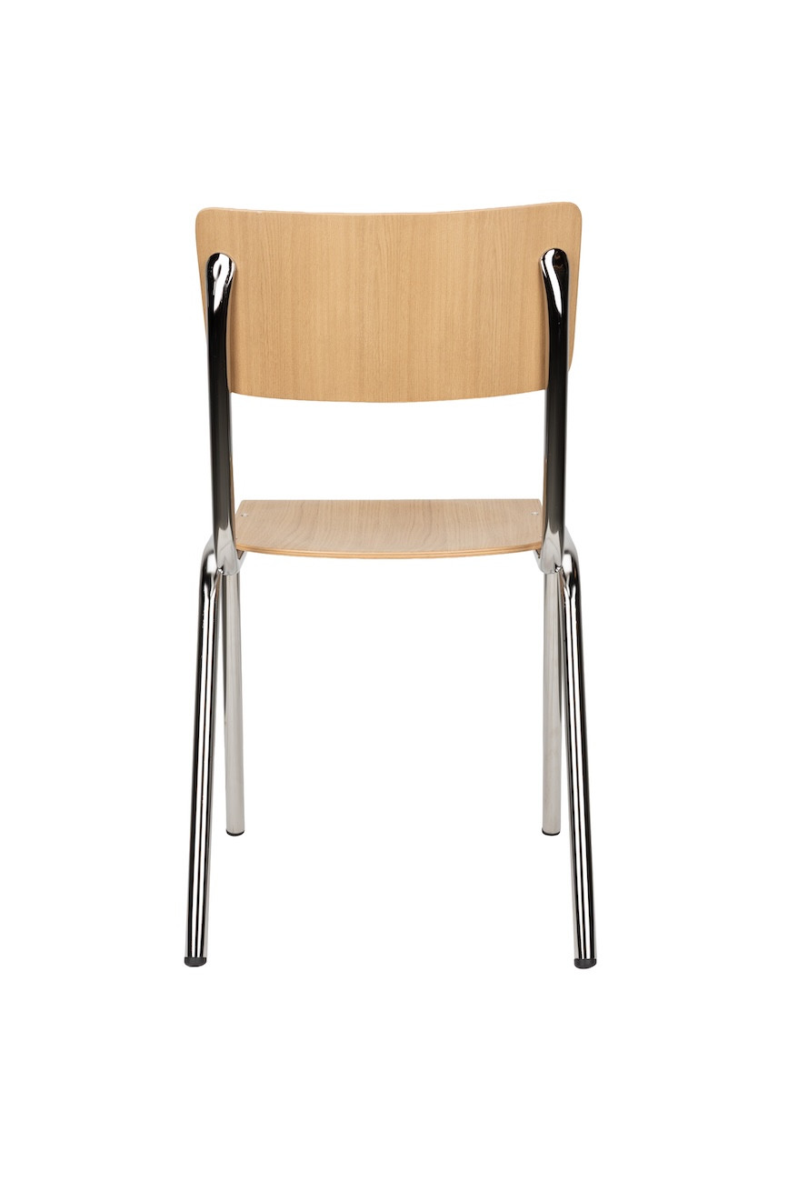 Set of 4 oak and chrome chairs – Back to School