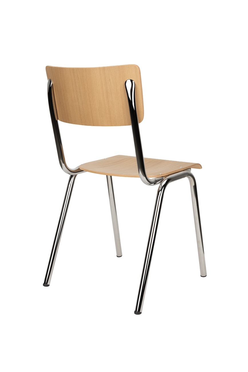 Set of 4 oak and chrome chairs – Back to School