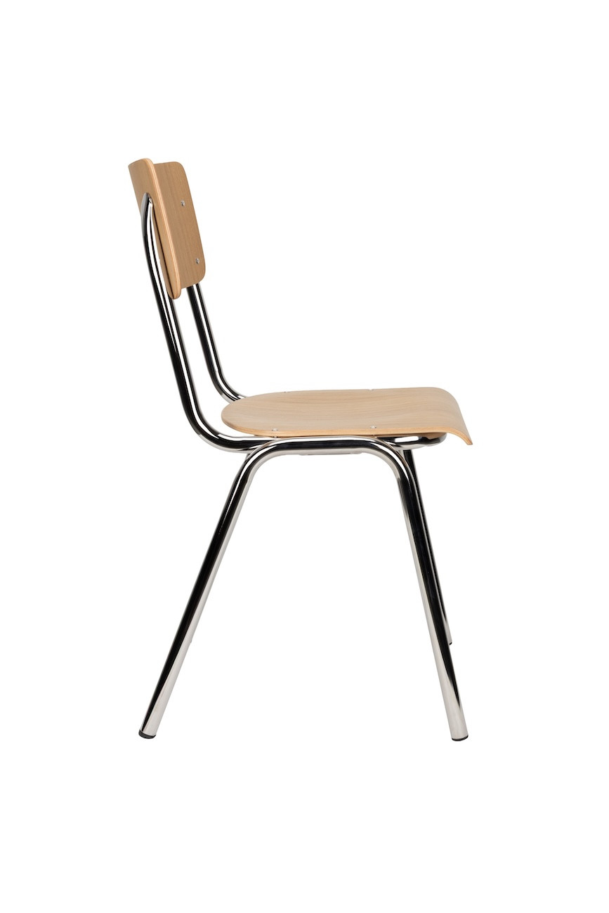 Set of 4 oak and chrome chairs – Back to School