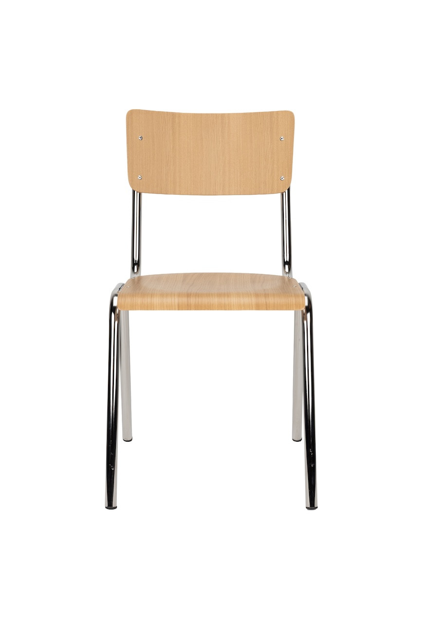 Set of 4 oak and chrome chairs – Back to School